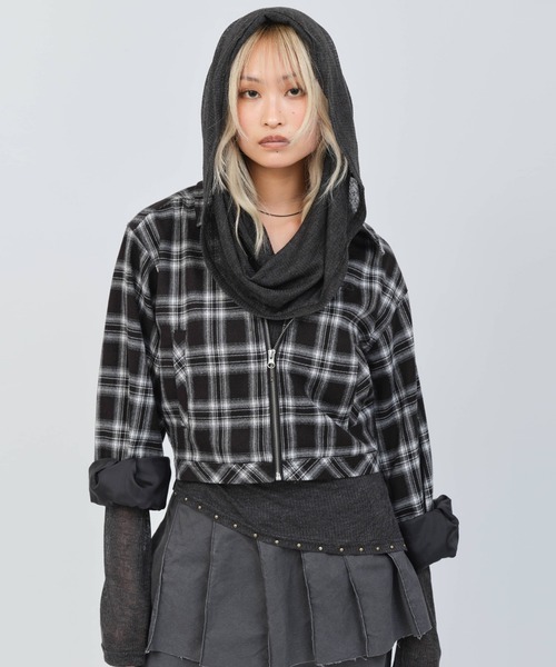 atmos pink(アトモスピンク)の「atmos pink Plaid Jacket / アトモス ピンク プレイド ジャケット(その他アウター・レディース・オレンジ/グリーン/ブラック・FREE)」の4枚目の写真