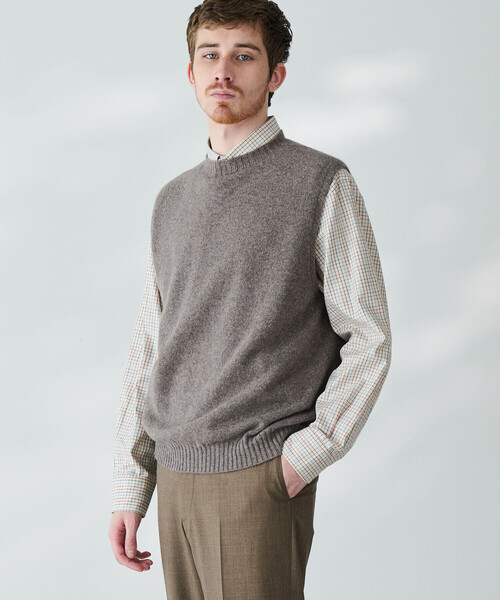 ■新品 MORRIS & SONS ジーロンラム ニットベスト イギリス製 MORRIS & SONS | ジーロンラム クルーネックベスト MEN（ベスト