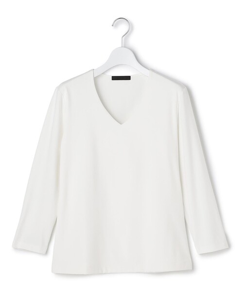 ICB(アイシービー)の「スーペリアジャージー Vネックカットソー(Tシャツ/カットソー・レディース・ライトグレー系/ブラック系/アイボリー系・MEDIUM/SMALL)」の3枚目の写真