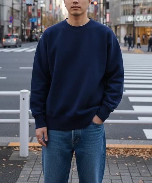 TRUSS(トラス)の「【TRUSS】12.4オンス ヘビーウェイト プルオーバー スウェットシャツ オーバーサイズ 裏起毛 厚手 HSW-138(スウェット・メンズ・ネイビー/ヘザーグレー/オフホワイト/ブラック・S/M/L/XL)」の7枚目の写真