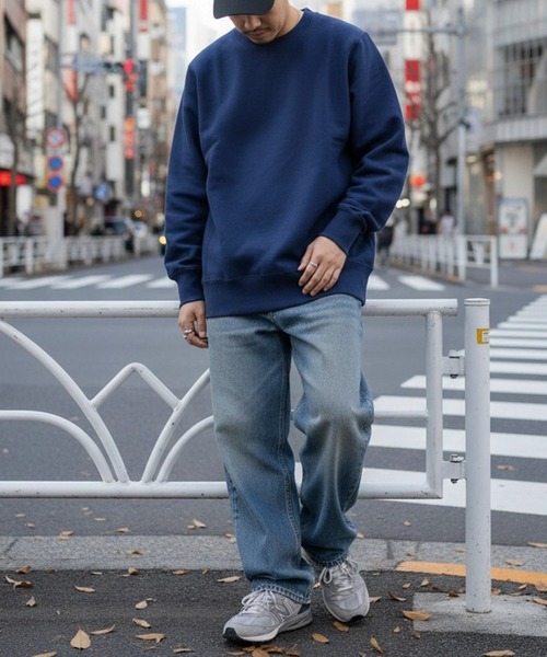 TRUSS(トラス)の「【TRUSS】12.4オンス ヘビーウェイト プルオーバー スウェットシャツ オーバーサイズ 裏起毛 厚手 HSW-138(スウェット・メンズ・ネイビー/ヘザーグレー/オフホワイト/ブラック・S/M/L/XL)」の9枚目の写真