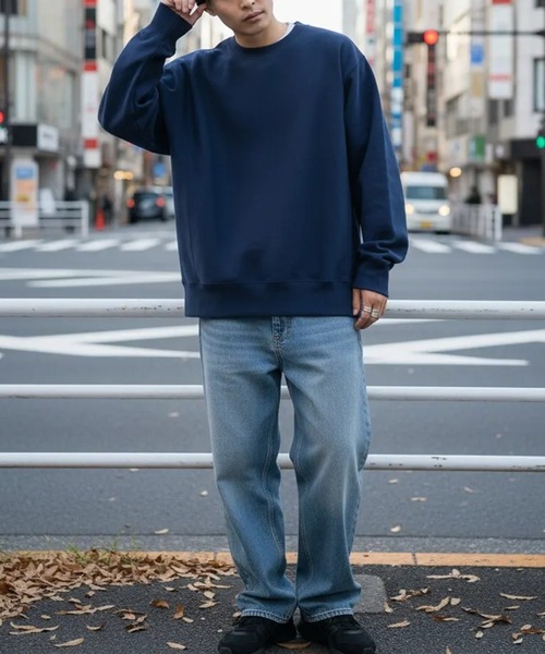 TRUSS(トラス)の「【TRUSS】12.4オンス ヘビーウェイト プルオーバー スウェットシャツ オーバーサイズ 裏起毛 厚手 HSW-138(スウェット・メンズ・ネイビー/ヘザーグレー/オフホワイト/ブラック・S/M/L/XL)」の10枚目の写真