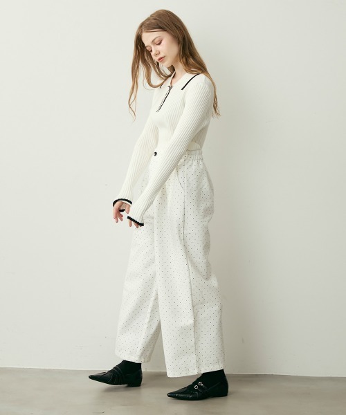 Clum(クルム)の「ドットパターンワイドスラックスパンツ(スラックス・レディース・ブラック/オフホワイト・FREE)」の17枚目の写真