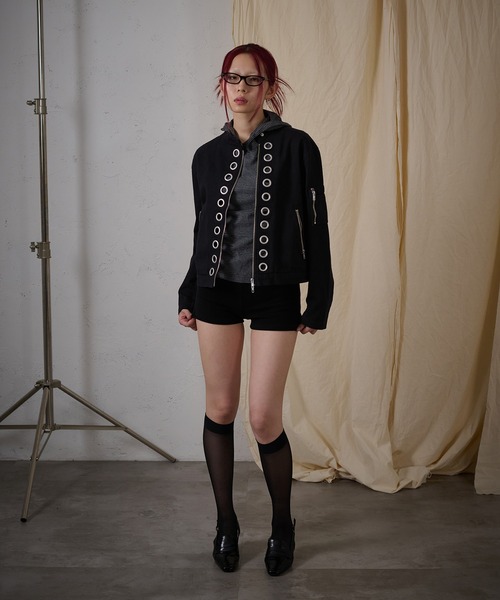 FTW(エフティダブリュー)の「EYELET COTTON BIKER JACKET(その他アウター・レディース・ブラック・MEDIUM/SMALL)」の5枚目の写真
