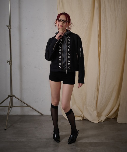 FTW(エフティダブリュー)の「EYELET COTTON BIKER JACKET(その他アウター・レディース・ブラック・MEDIUM/SMALL)」の6枚目の写真
