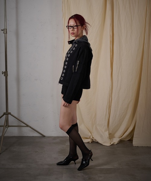 FTW(エフティダブリュー)の「EYELET COTTON BIKER JACKET(その他アウター・レディース・ブラック・MEDIUM/SMALL)」の7枚目の写真