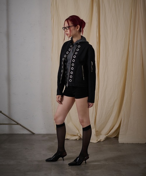 FTW(エフティダブリュー)の「EYELET COTTON BIKER JACKET(その他アウター・レディース・ブラック・MEDIUM/SMALL)」の8枚目の写真