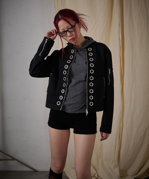 FTW(エフティダブリュー)の「EYELET COTTON BIKER JACKET(その他アウター・レディース・ブラック・MEDIUM/SMALL)」の2枚目の写真