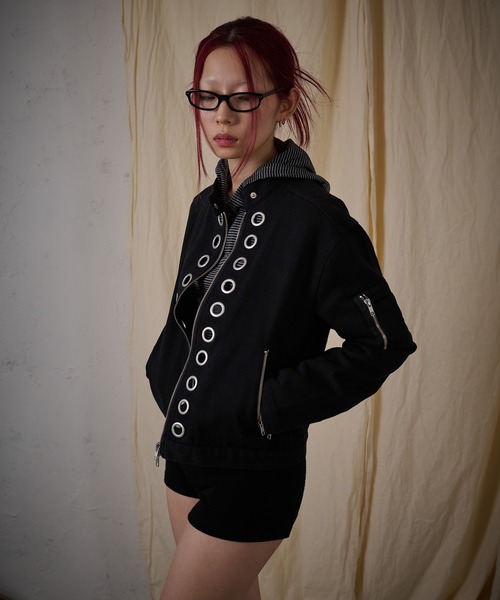 FTW(エフティダブリュー)の「EYELET COTTON BIKER JACKET(その他アウター・レディース・ブラック・MEDIUM/SMALL)」の4枚目の写真