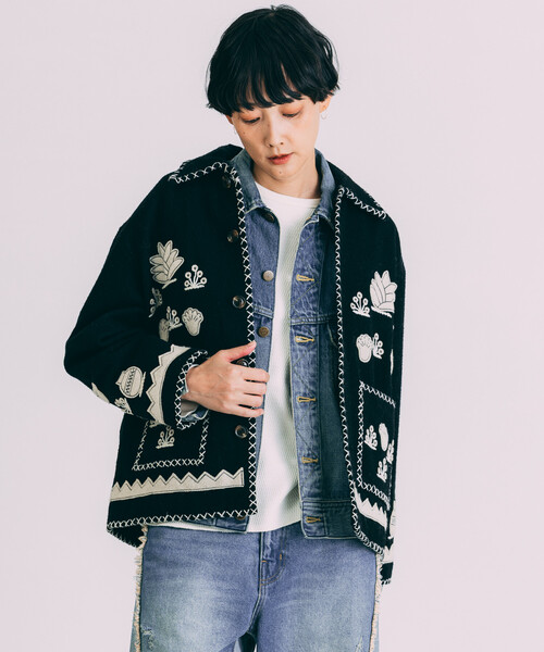 美品 forte forte インド刺繍 ショートジャケット セール】Freada/フリーダ インド刺繍 ウール メキシカン ジャケット