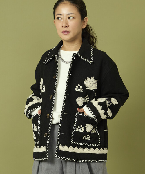 Freada（フリーダ）の「Freada/フリーダ インド刺繍 ウール メキシカン ジャケット（その他アウター・レディース・オフホワイト/ブラック・ONE SIZE）」の7枚目の写真