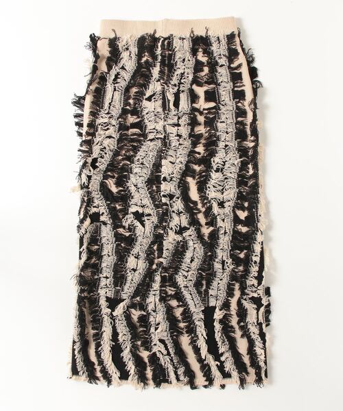 Per sist ence（パーシエンス）の「MIXフリンジニットスカート（スカート・レディース・ネイビー/ブラウン/ベージュ系/アイボリー/ブラック/グレー・ONE SIZE）」の7枚目の写真