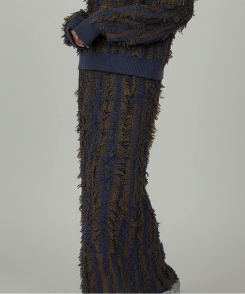 Per sist ence（パーシエンス）の「MIXフリンジニットスカート（スカート・レディース・ネイビー/ブラウン/ベージュ系/アイボリー/ブラック/グレー・ONE SIZE）」の6枚目の写真