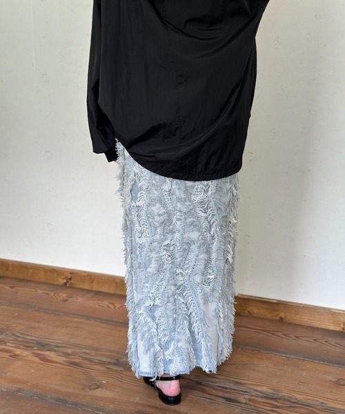 Per sist ence（パーシエンス）の「MIXフリンジニットスカート（スカート・レディース・ネイビー/ブラウン/ベージュ系/アイボリー/ブラック/グレー・ONE SIZE）」の14枚目の写真