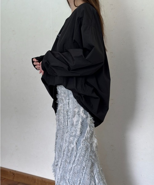 Per sist ence（パーシエンス）の「MIXフリンジニットスカート（スカート・レディース・ネイビー/ブラウン/ベージュ系/アイボリー/ブラック/グレー・ONE SIZE）」の15枚目の写真