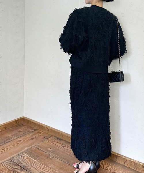 Per sist ence（パーシエンス）の「MIXフリンジニットスカート（スカート・レディース・ネイビー/ブラウン/ベージュ系/アイボリー/ブラック/グレー・ONE SIZE）」の18枚目の写真