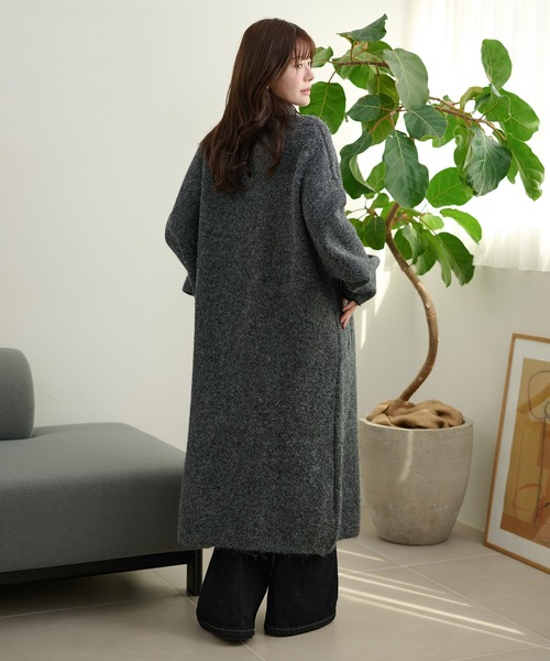 LAULEN(ローレン)の「wool blend knit long coat /ウールブレンドシングルロングニットコート(ステンカラーコート・レディース・グレー/ブラウン/カーキ・FREE)」の11枚目の写真
