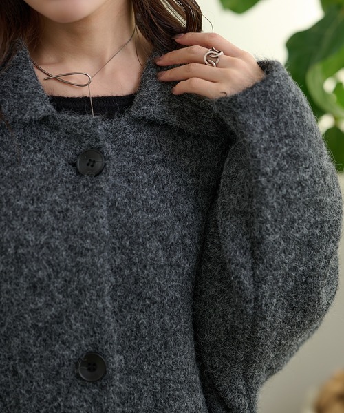 LAULEN(ローレン)の「wool blend knit long coat /ウールブレンドシングルロングニットコート(ステンカラーコート・レディース・グレー/ブラウン/カーキ・FREE)」の17枚目の写真