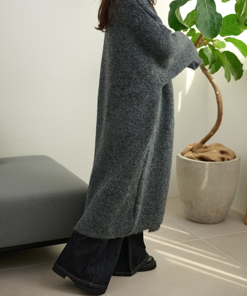 LAULEN(ローレン)の「wool blend knit long coat /ウールブレンドシングルロングニットコート(ステンカラーコート・レディース・グレー/ブラウン/カーキ・FREE)」の19枚目の写真