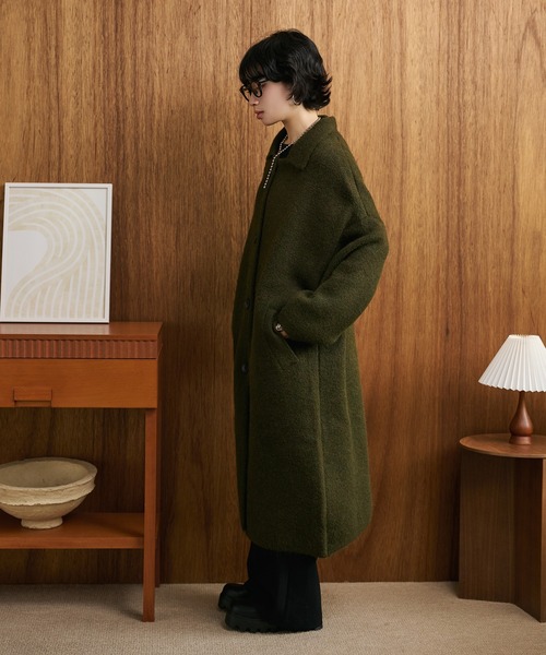 LAULEN(ローレン)の「wool blend knit long coat /ウールブレンドシングルロングニットコート(ステンカラーコート・レディース・グレー/ブラウン/カーキ・FREE)」の21枚目の写真