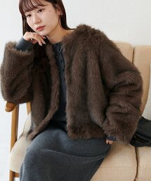 DISCOAT(ディスコート)の【WEB限定】ノーカラーファージャケット(ブルゾン)