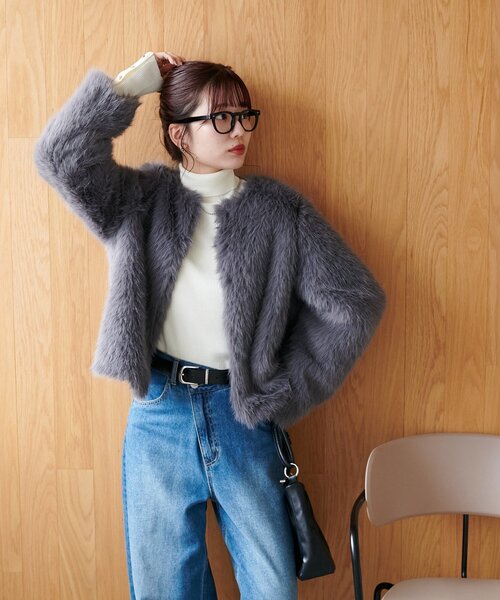 セール】【WEB限定】ノーカラーファージャケット（ブルゾン）｜DISCOAT