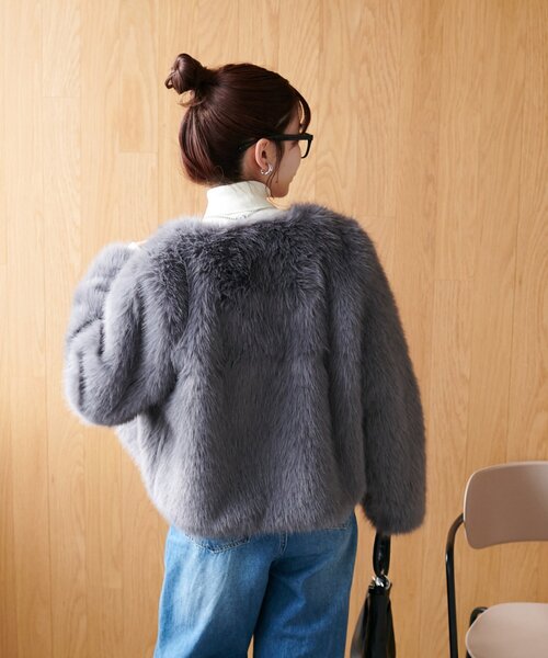 WEB限定】ノーカラーファージャケット（ブルゾン）｜DISCOAT（ディス