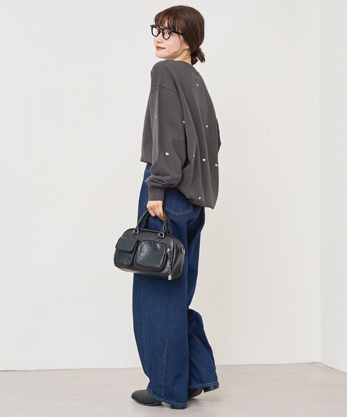 coen（コーエン）の「ハート刺繍裏毛スウェットプルオーバー（スウェット・レディース・オレンジ/ダークグレー/ナチュラル/オフホワイト・FREE）」の5枚目の写真