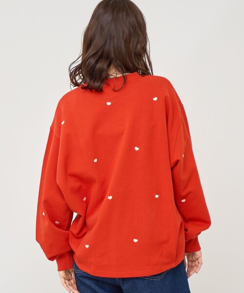 coen（コーエン）の「ハート刺繍裏毛スウェットプルオーバー（スウェット・レディース・オレンジ/ダークグレー/ナチュラル/オフホワイト・FREE）」の15枚目の写真