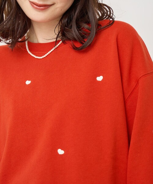 coen（コーエン）の「ハート刺繍裏毛スウェットプルオーバー（スウェット・レディース・オレンジ/ダークグレー/ナチュラル/オフホワイト・FREE）」の16枚目の写真