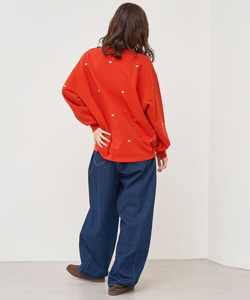 coen（コーエン）の「ハート刺繍裏毛スウェットプルオーバー（スウェット・レディース・オレンジ/ダークグレー/ナチュラル/オフホワイト・FREE）」の19枚目の写真