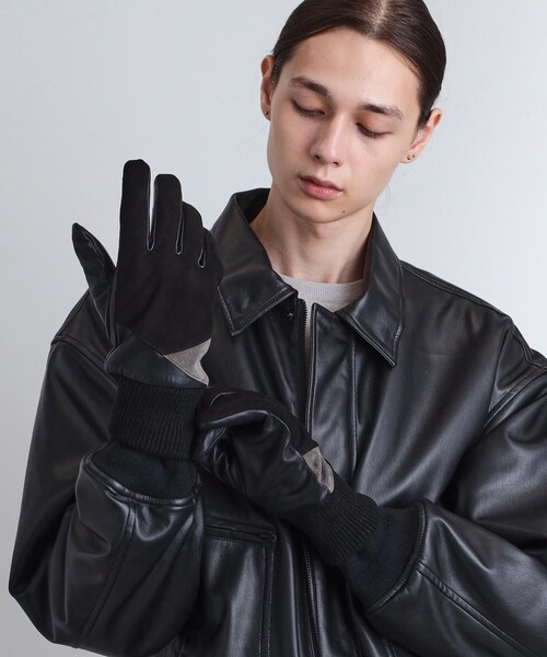 tk.TAKEO KIKUCHI（ティーケータケオキクチ）の「【本革】切替グローブ／スマホ対応（手袋・メンズ・ブラック系4/ブラック系3・00）」の8枚目の写真