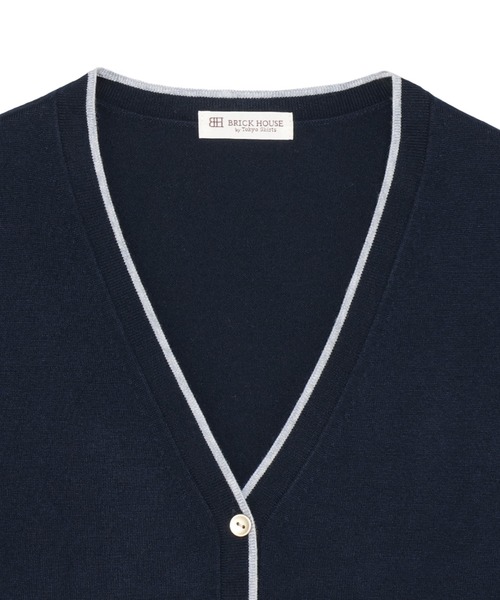 TOKYO SHIRTS（トウキョウシャツ）の「アンチピリング 配色Vネックカーディガン（カーディガン/ボレロ・レディース・ネイビー/ブラック・M/L/LL）」の10枚目の写真