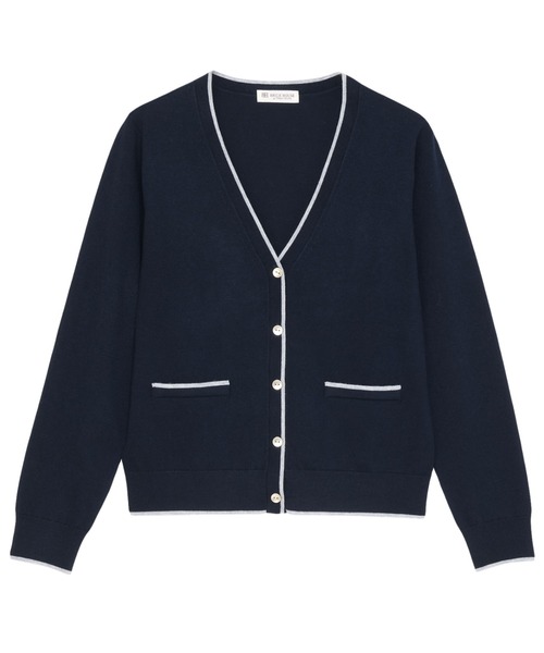 TOKYO SHIRTS（トウキョウシャツ）の「アンチピリング 配色Vネックカーディガン（カーディガン/ボレロ・レディース・ネイビー/ブラック・M/L/LL）」の8枚目の写真