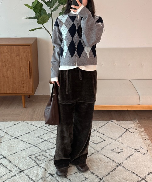set item】velour corduroy skirt & easy pants / ベロアコール