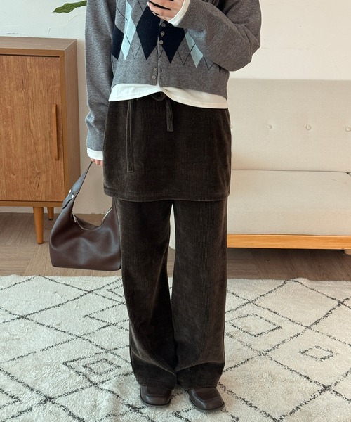 set item】velour corduroy skirt & easy pants / ベロアコール