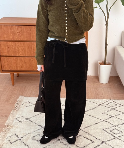 set item】velour corduroy skirt & easy pants / ベロアコール