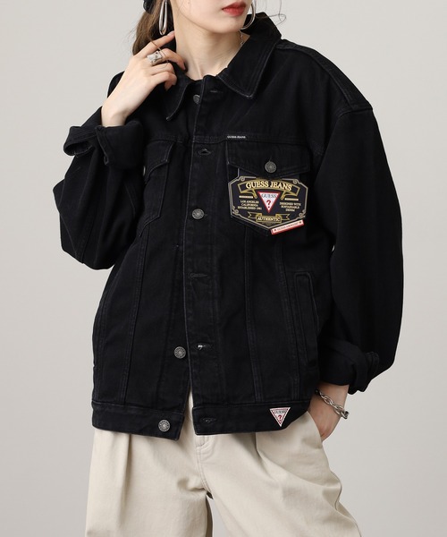 GUESS JEANS（ゲスジーンズ）の「GUESS JEANS GJ MENS OVERSIZE TRUCKER JACKET ゲス オーバーサイズ・デニム・トラッカー・ジャケット（デニムジャケット・メンズ・ブラック・XL/M/L）」の7枚目の写真