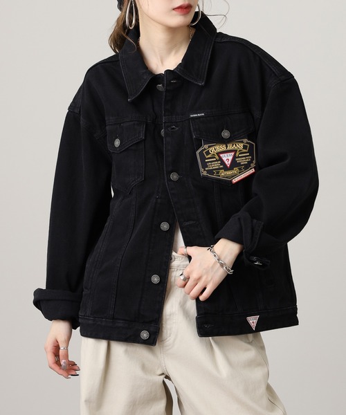 GUESS JEANS（ゲスジーンズ）の「GUESS JEANS GJ MENS OVERSIZE TRUCKER JACKET ゲス オーバーサイズ・デニム・トラッカー・ジャケット（デニムジャケット・メンズ・ブラック・XL/M/L）」の8枚目の写真