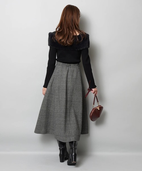 JUSGLITTY(ジャスグリッティー)の「フレアミディスカート(スカート・レディース・ブラックミックス・0/1/2)」の2枚目の写真