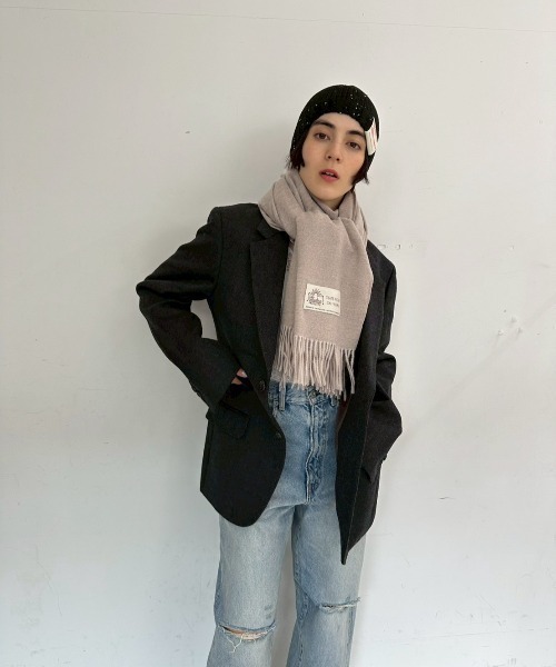 THEATRE PRODUCTS(シアタープロダクツ)の「THEATRE PRODUCTS シンボルマークタグストール(ストール/ショール・レディース・ブラック/サックスブルー/グレイッシュベージュ・FREE)」の11枚目の写真