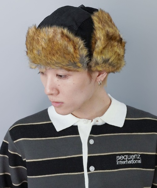 SPINNS(スピンズ)の「2WAYコーデュロイフライトキャップ/防寒/耳当て付き/アビエーター棒/ユニセックス(キャップ・メンズ・ホワイト/ブラック/ピンク・ONESIZE)」の1枚目の写真