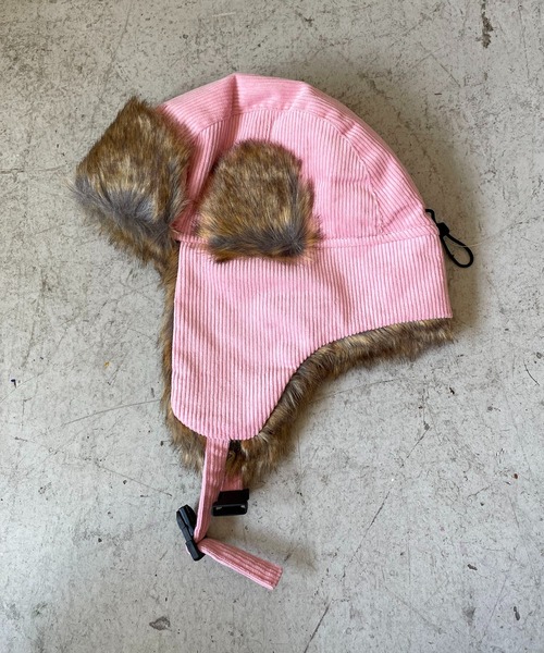 SPINNS(スピンズ)の「2WAYコーデュロイフライトキャップ/防寒/耳当て付き/アビエーター棒/ユニセックス(キャップ・メンズ・ホワイト/ブラック/ピンク・ONESIZE)」の10枚目の写真