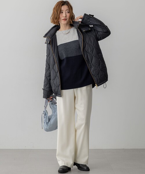 ウールカシミヤ カラーブロック チュニック ニット（ニット/セーター