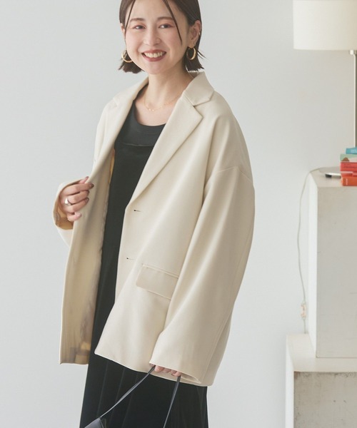 AMERICAN HOLIC(アメリカンホリック)の「BIGサイズテーラージャケット(テーラードジャケット・レディース・アイボリー/ブラウン・FREE)」の3枚目の写真