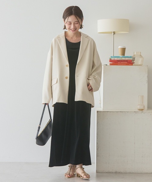 AMERICAN HOLIC(アメリカンホリック)の「BIGサイズテーラージャケット(テーラードジャケット・レディース・アイボリー/ブラウン・FREE)」の5枚目の写真