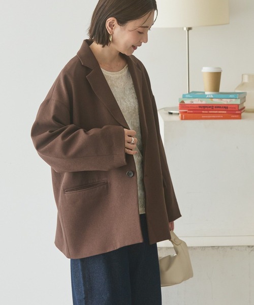 AMERICAN HOLIC(アメリカンホリック)の「BIGサイズテーラージャケット(テーラードジャケット・レディース・アイボリー/ブラウン・FREE)」の7枚目の写真