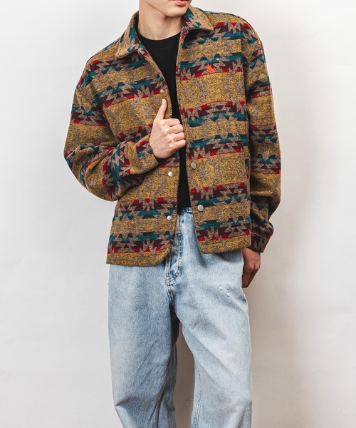 Healthknit Product(ヘルスニットプロダクト)の「Healthknit Product ヘルスニットプロダクト コヨーテ 刺繍 オルテガ柄 ジャケット(GW)(その他アウター・メンズ・ブラック/ブラウン・L/M/XL)」の13枚目の写真