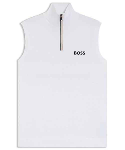 BOSS（ボス）の「コットン ミックスマテリアル スリーブレス ジップネックセーター（Tシャツ/カットソー・メンズ・ホワイト・XXL/XL/M/L/S）」の5枚目の写真