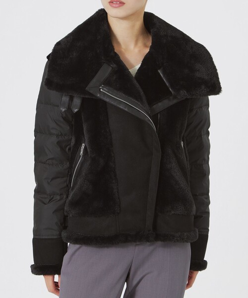 LOVELESS（ラブレス）の「ファーコンビライダースダウン（ブルゾン・レディース・ベージュ系その他4/オフホワイト/ブラック・34/36）」の5枚目の写真